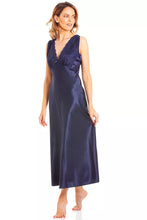 Load image into Gallery viewer, English Made Satin Built Up Shoulder Long Nightdress
