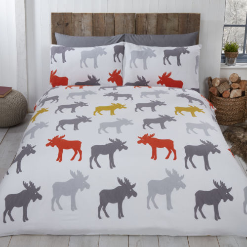 Moose Ochre Brushed Cotton Duvet Cover Bedding Set