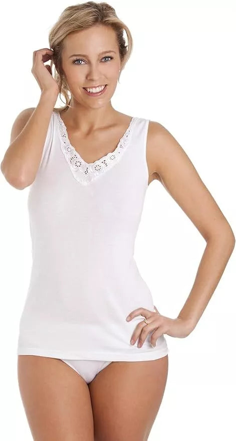 La Marquise Ladies Cotton Underwear Winter Sleeveless Vest White