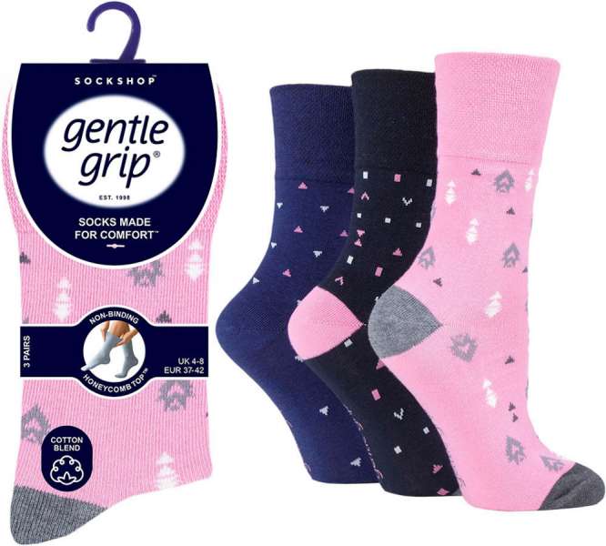 6 Pairs Ladies Gentle Grip Cotton Rich Non Binding Honeycomb Loose Top Socks 4-8 Bazaar