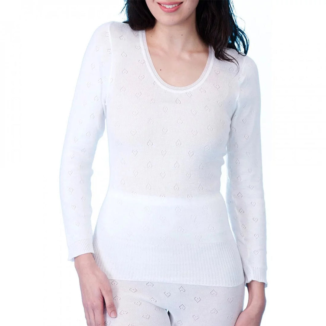 Ladies Snowdrop Thermal Long Sleeve Spencer Underwear Vest White