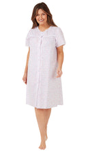 Afbeelding in Gallery-weergave laden, Ladies Polycotton Short Sleeve Swirl Leaf Button Through Nightdress
