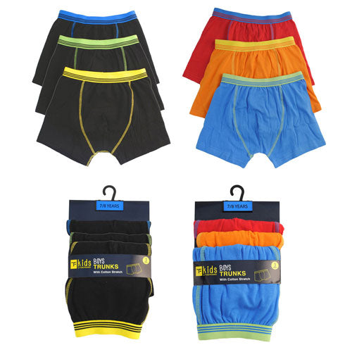 Boys Trunks With Cotton Stretch 7+ Years 3 Pack