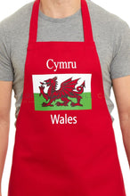 Load image into Gallery viewer, Wales Cymru Red Barbeque Apron Red
