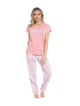 Lade das Bild in den Galerie-Viewer, Ladies Blossom &amp; Star 100% Jersey Cotton Short Sleeve  Pyjamas 6 Packs
