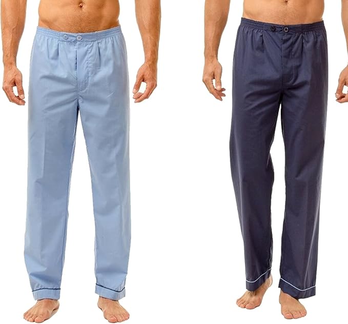 Men's Poly Cotton Pyjama Bottoms 2 Pair Pack