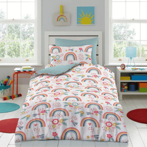 Rainbow Girls Childrens Duvet Cover Bedding Set Single