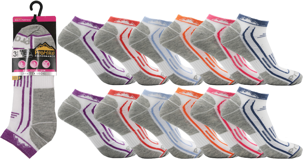 6 Pairs Ladies Performance Cotton Rich Trainer Liner Socks by Pro-Hike