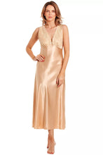 Load image into Gallery viewer, English Made Satin Built Up Shoulder Long Nightdress
