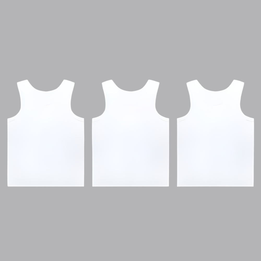 Boys 100% Cotton 3pk White Vests by Tom Franks Boys