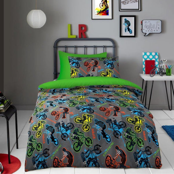 BMX Stunt Rider Childrens Duvet Cover Bedding Set Single