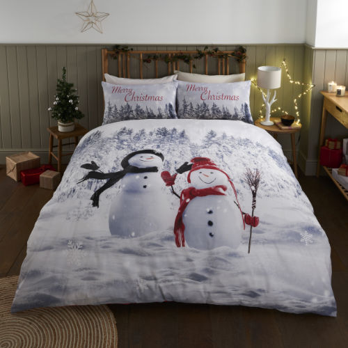 Photographic Snowman And Friends Christmas Duvet Cover Bedding Set