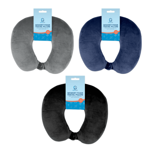 Memory Foam Travel Neck Pillow 3 Pack Assorted