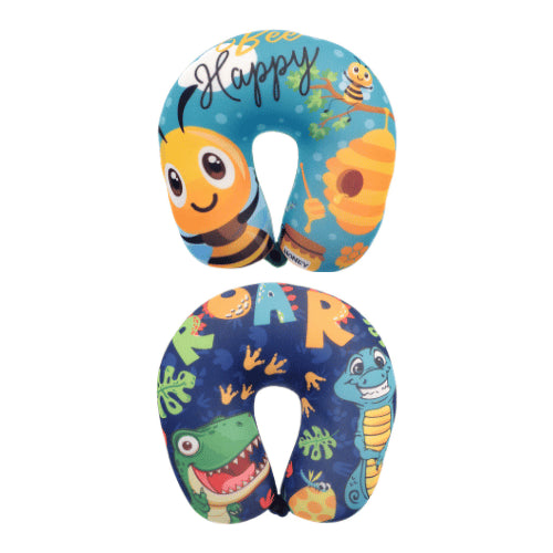 Kids Novelty Printed Travel Neck Pillow 2 Pack Assorted