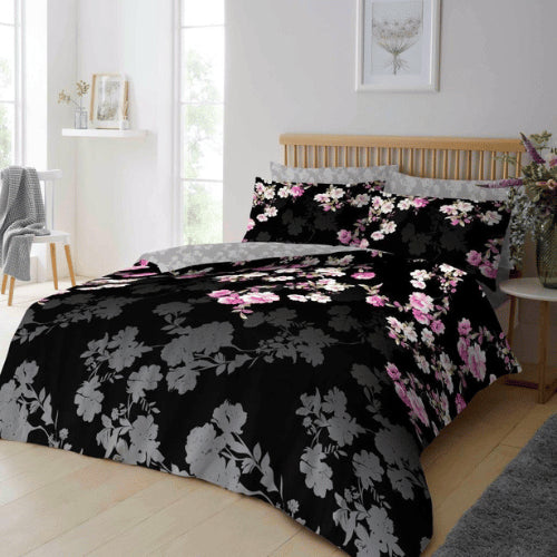 Roseanne Black Floral Duvet Cover Bedding Set