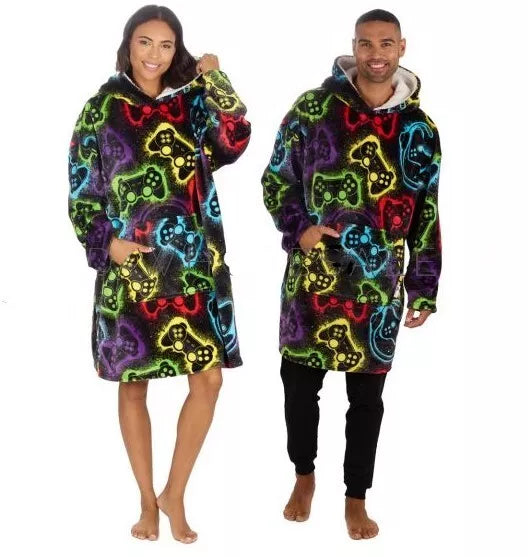 Adults Unisex Gamer Oversized Plush Fleece Hoodie