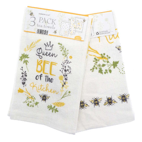 Queen Bee Design Tea Towels 3 Pack