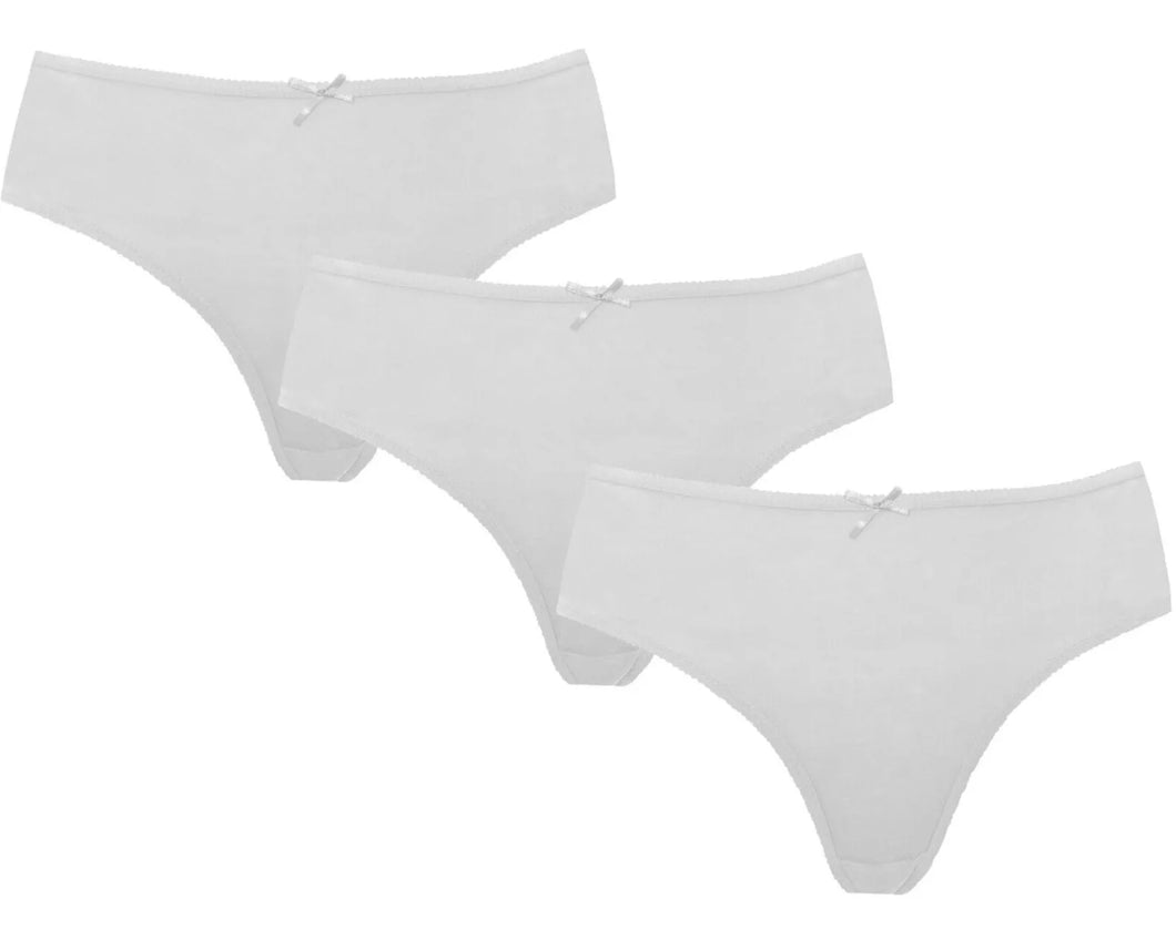 Ladies 3 Pair Pack Soft Cotton Bikini Brief White