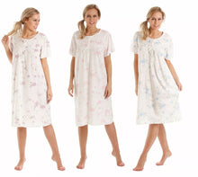 Lade das Bild in den Galerie-Viewer, Olga Ladies Floral Jersey Short Sleeved Nightdresses
