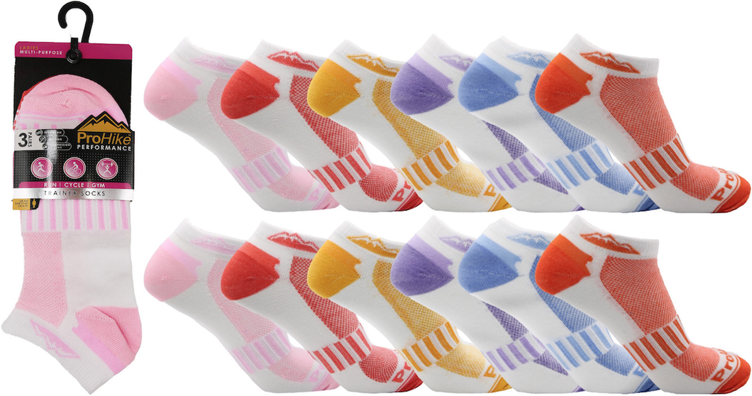 6 Pairs Ladies Performance Cotton Rich Trainer Liner Socks by Pro-Hike