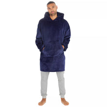 Load image into Gallery viewer, Adults Unisex Football Oversized Plush Fleece Hoodie Navy
