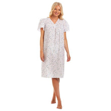 Load image into Gallery viewer, Ladies Incontinence Open Back Poly Cotton Floral Nightdress
