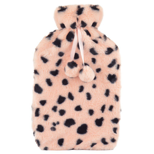 Leopard Print Plush Hot Water Bottle 2L Pink