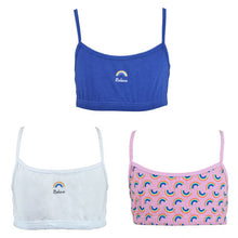 Load image into Gallery viewer, Tom Frank Kids Girls Rainbow Print Plain Crop Bra Top 3 Pack
