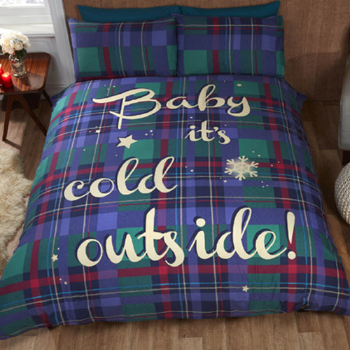 Baby It's Cold Outside Christmas Duvet Cover Bedding Set Blue