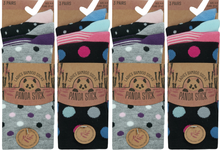 Carica l'immagine nel visualizzatore di Gallery, Panda Stick Ladies Bamboo Blend Comfort Soft Ankle Socks Spots &amp; Stripes

