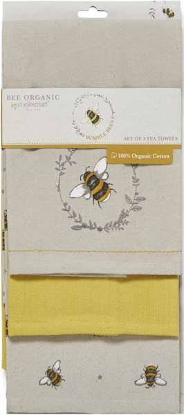 Bumble Bees Cotton Tea Towels 3 Pack