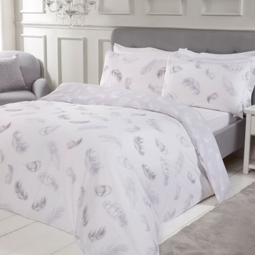 Feathers Monochrome Duvet Cover Bedding Set