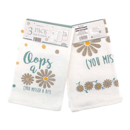 Oops A Daisy Design Tea Towels 3 Pack