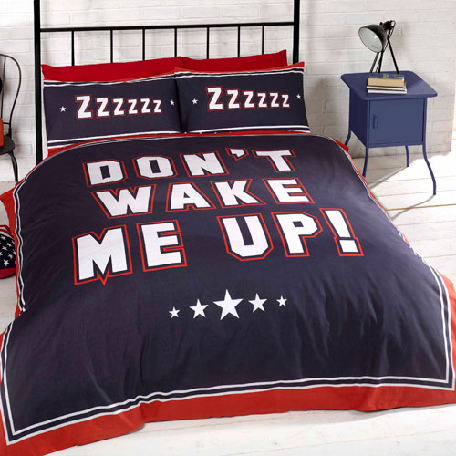 Don't Wake Me Up Duvet Cover Bedding Set Navy