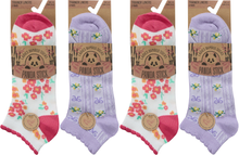 Lade das Bild in den Galerie-Viewer, Panda Stick 12 Pairs Ladies Bamboo Blend Comfort Trainer Liner Sock Floral
