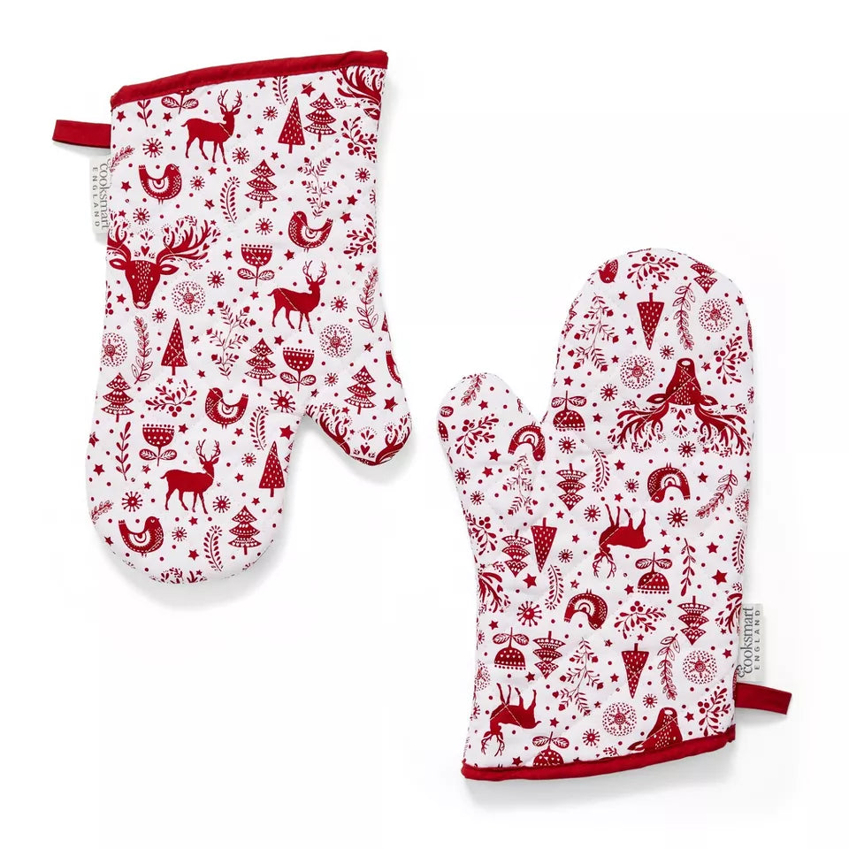 A Nordic Christmas 2 Pack Gauntlet Oven Gloves