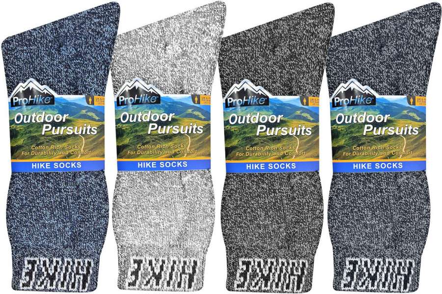 6 Pairs Men's Cotton Rich Outdoor Pursuit Hiking Boot Socks by ProHike