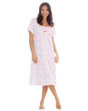 Lade das Bild in den Galerie-Viewer, Cottonique Ladies 100% Jersey Cotton Short Sleeve Floral Nightdress With Soft Lace Trim 10 Packs
