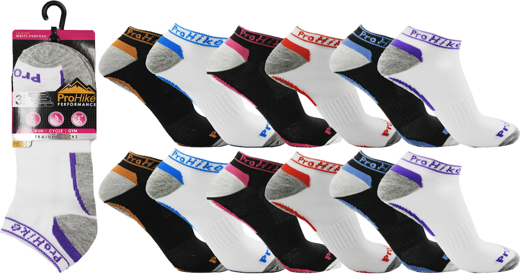 6 Pairs Ladies Performance Cotton Rich Trainer Liner Socks by Pro-Hike