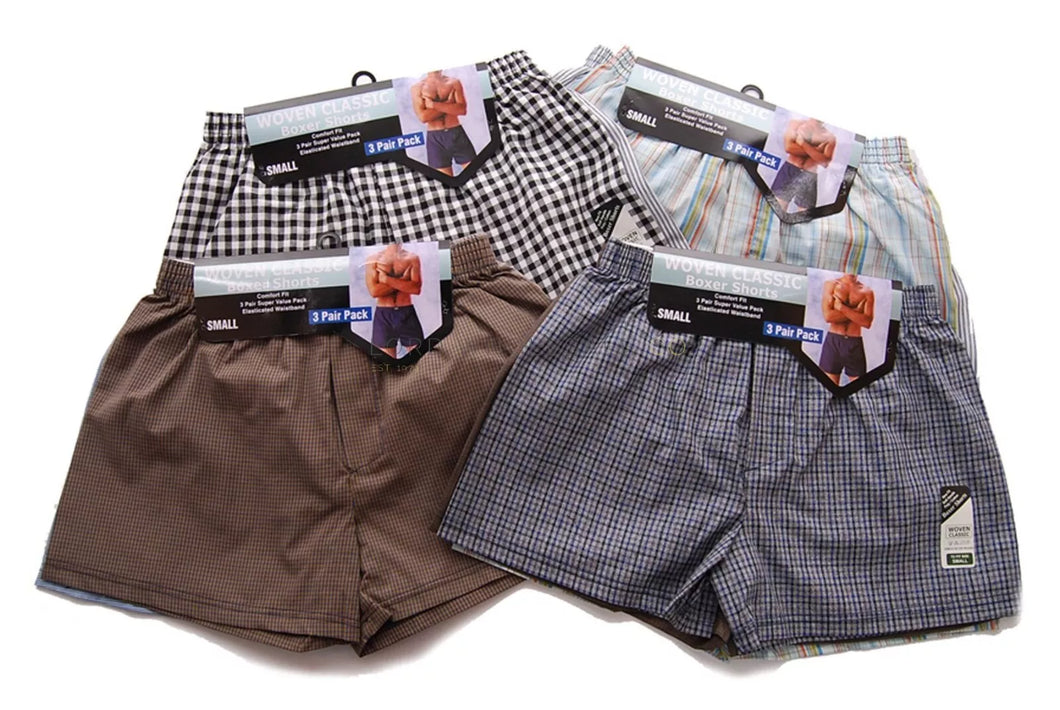 Men's Woven Boxer Shorts 3 Pack