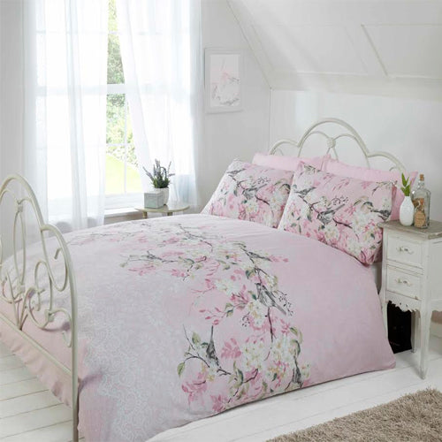 Eloise Reversible Duvet Cover Bedding Set Pink