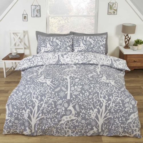 Tatton Mono Christmas Duvet Cover Bedding Set Grey