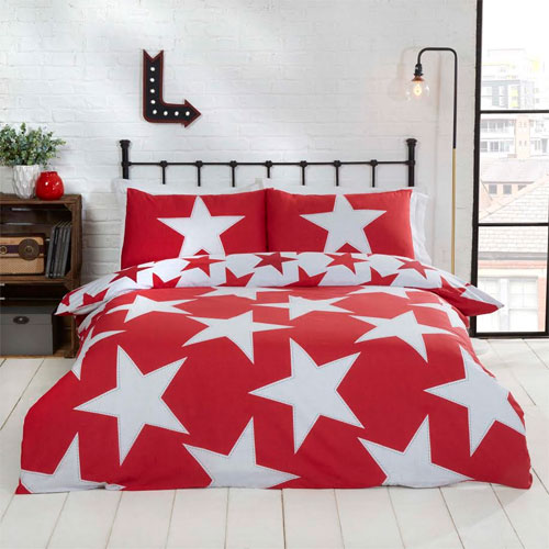 All Stars Red Reversible Duvet Cover Bedding Set