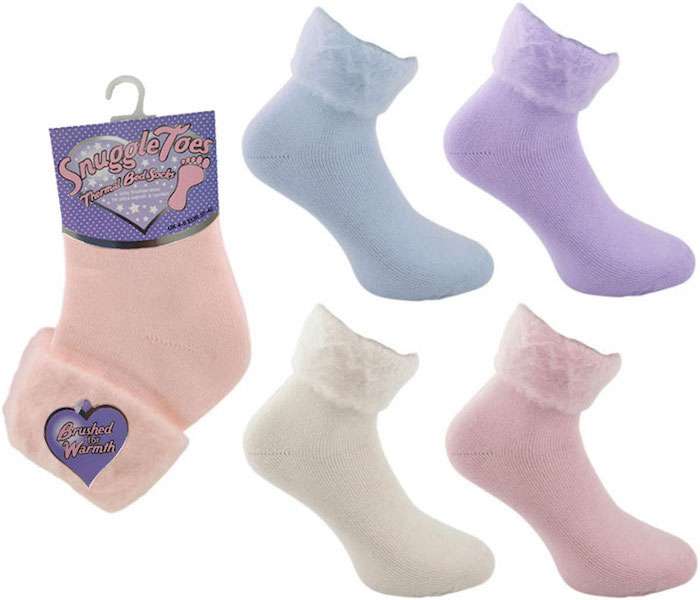 3 Pairs Ladies Luxury Thermal Brushed For Extra Warmth Lounge Bed Socks UK 4-8 Assorted