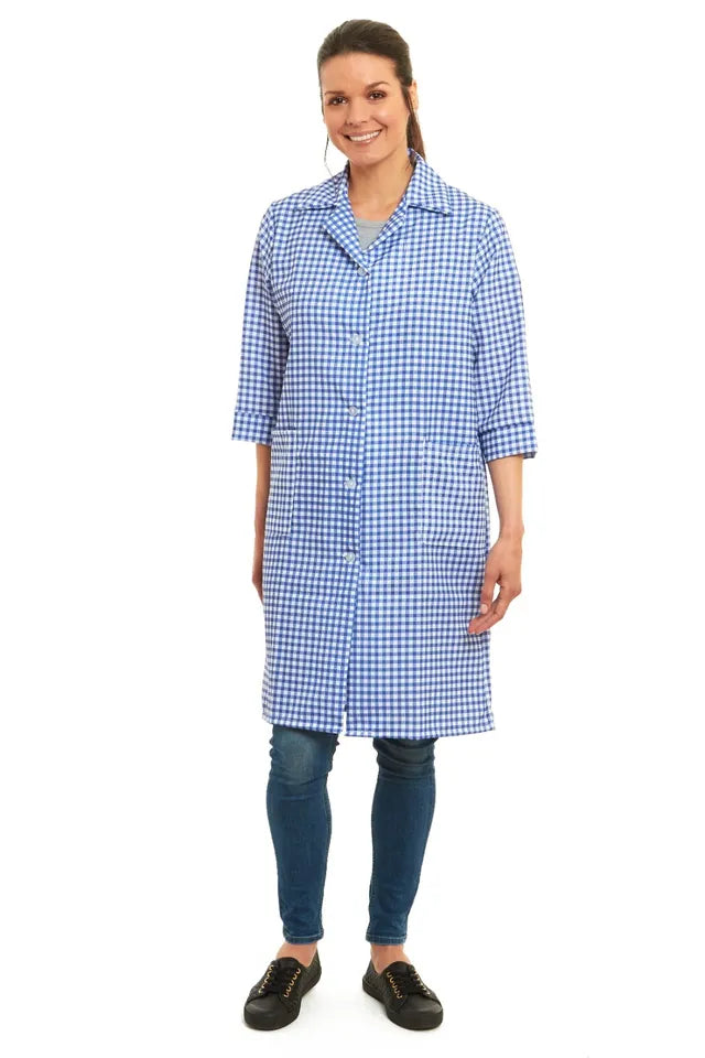 Norma Gingham Checked Button Overalls 3/4 Sleeves