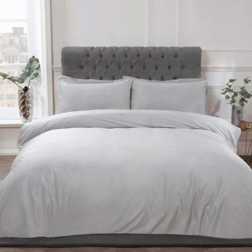 Matt Velvet Silver Duvet Cover Set