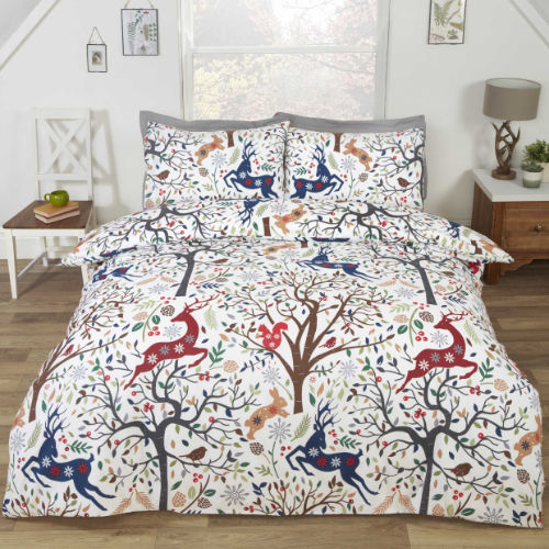 Tatton Mono Christmas Duvet Cover Bedding Set Multi