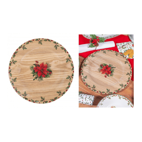 Set of 6 Christmas Holly Charger Plate