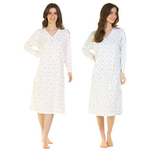 Load image into Gallery viewer, Ladies Pleated Susan Long Sleeve Cotton Rich Nightdress
