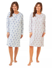 Carica l&#39;immagine nel visualizzatore di Gallery, Ladies 100% Cotton Champagne Floral 40&quot; Long Sleeve Nightdress
